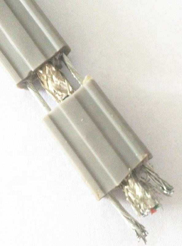 Cold‑Resistant Flat CCTV Elevator Cable Dual‑Steel Reinforced Dual‑Shielded Cat5e/6a PE Insulated