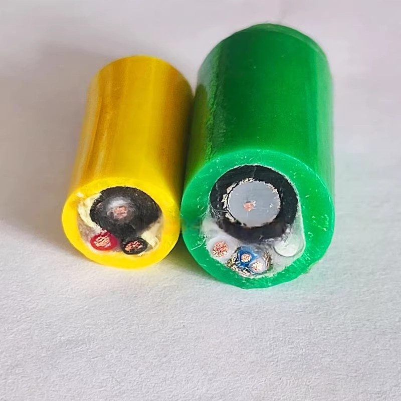 PVC Insulated Flat Polyurethane Oil‑Resistant Anti‑Drag Coaxial CCTV Video + Power Cable for Pipelin&hellip;