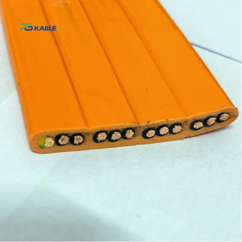 Custom UTP Cat5e/ Cat6 Flat Elevator LAN Cable with Steel Wire | Industrial Travelling Cable